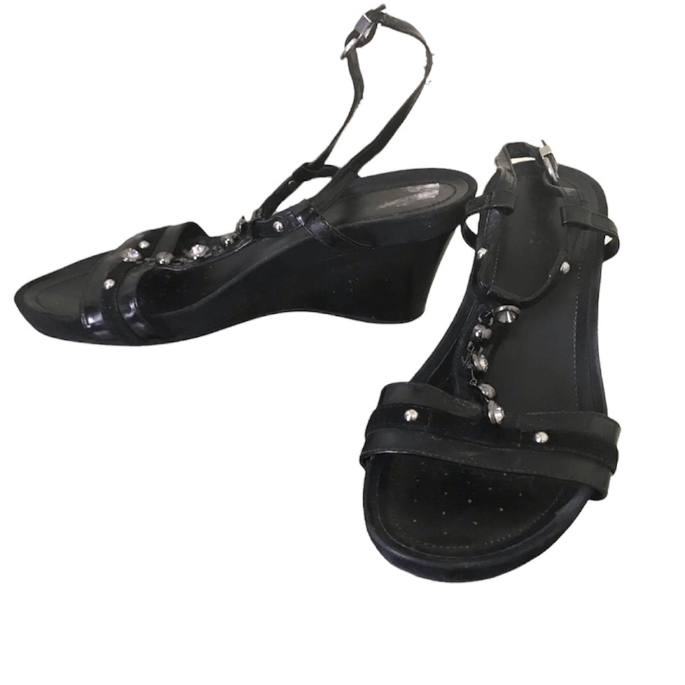GEOX Wedges Platform Leather Suede Gems Sandals Shoes Strap Slides Comfort Arch